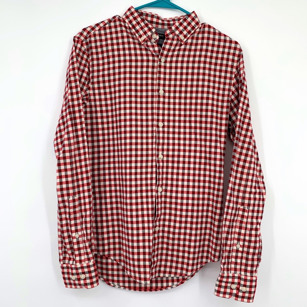 Banana Republic Checkered Gingham Luxe Flannel Grant Fit Button Down , Sz XS